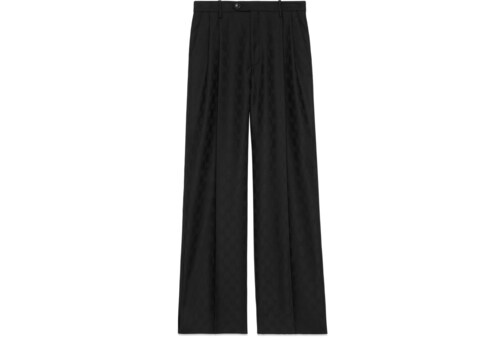 GG wool jacquard trouser in Black Ready-to-wear | GUCCI® SI