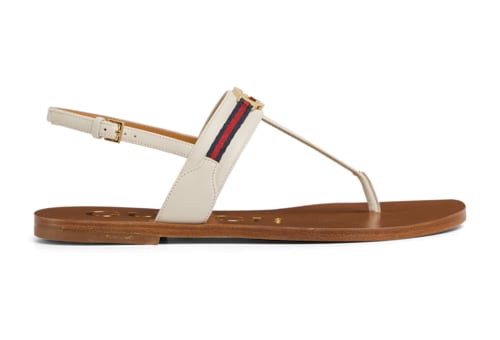 Women's Interlocking G Web sandal in White Leather | GUCCI® SI