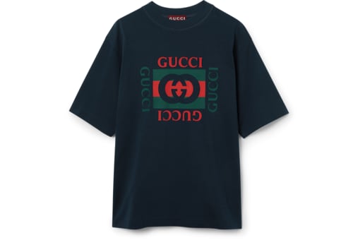 Cotton jersey T-shirt with Gucci print in black | GUCCI® US