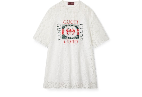 Gucci lace collared shirt in black | GUCCI® US