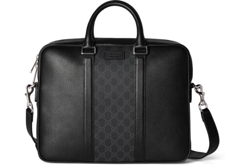 GG Supreme medium briefcase in Black GG Canvas | GUCCI® SI