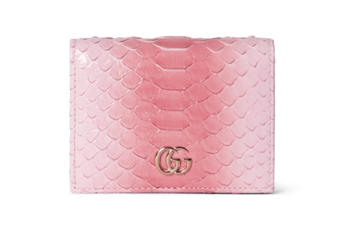 GG Marmont python card case wallet in Pink Precious Skins | GUCCI® SI