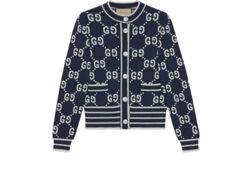 GUCCI テディベア カーディガン ブルー×イエロー ウィメンズ