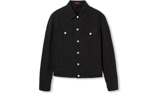 GUCCI ダークブルー デニムジャケット GG reversible denim jacket in blue and beige and ebony
