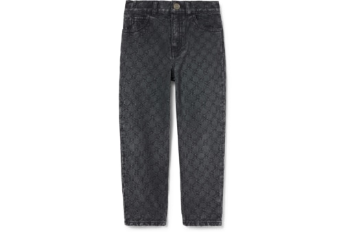 Children's GG denim jacquard trouser in Black Ready-to-wear