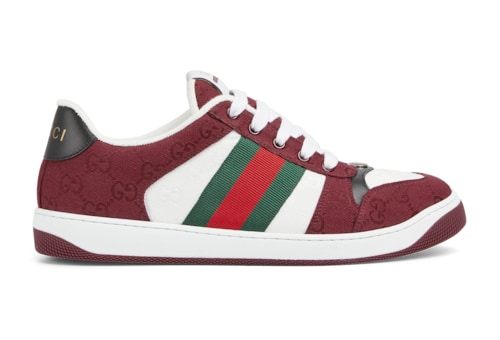スニーカー GUCCI SCREENER TRAINER IN GG FABRIC AND MULTICOLOUR DETAILS Men's Screener trainer with Web in Beige Green GG Canvas