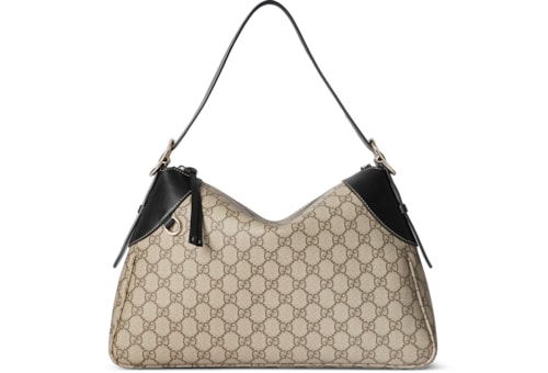 ハンドバッグ GUCCI GG Emblem leather shoulder bag with frontal logo Nero GG Emblem medium shoulder bag in black GG leather | GUCCI® US