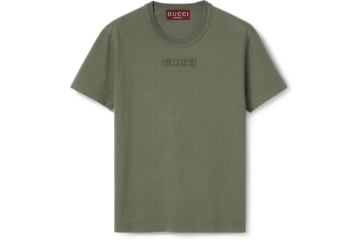 Embroidered cotton jersey T-shirt in Green Ready-to-wear
