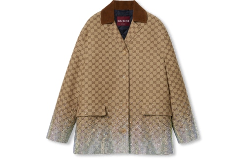 Embroidered GG canvas coat in Beige Ready-to-wear | GUCCI® SI