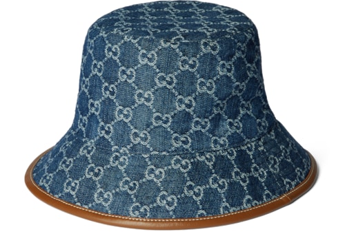 帽子・その他 GUCCI Bucket hat in denim GG beige Gucci Bucket Hat Black Beige Denim GG Monogram Logo Leather