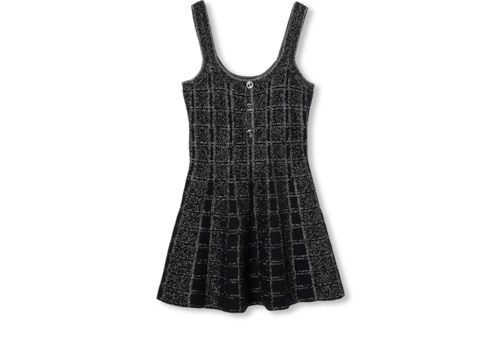 Wool and lamé check jacquard dress in Black Ready-to-wear