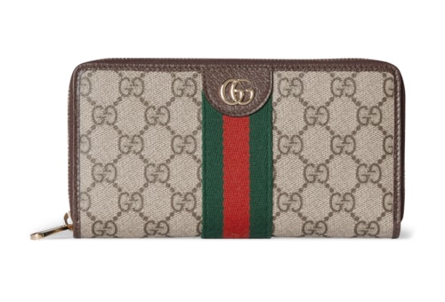 長財布 Gucci Portafogli Zip-Around Ophidia Ophidia zip around wallet in beige and brown GG Supreme