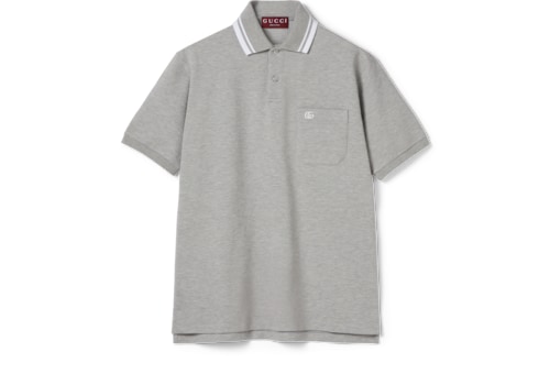 Cotton piquet polo shirt with embroidery in Grey Ready-to