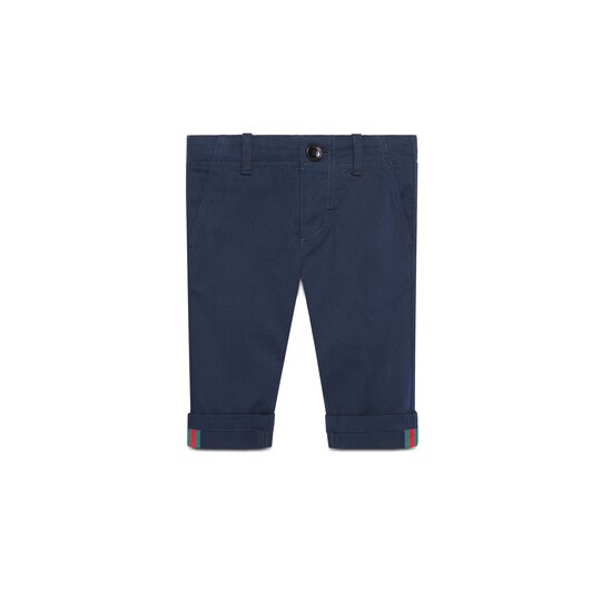 gabardine stretch pant with gucci stripe
