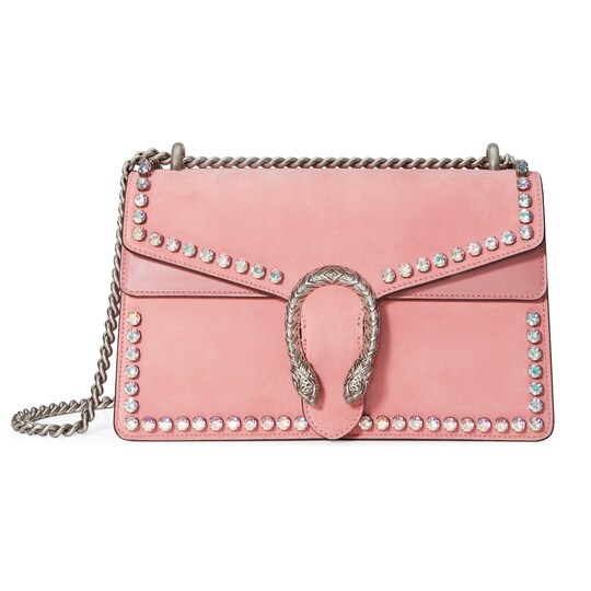 Dionysus Small Crystal Shoulder Bag In Light Pink Peony Suede Dionysus Small Crystal Shoulder Bag
