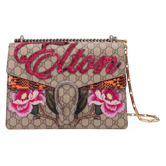 Dionysus medium GG shoulder bag in Beige/ebony GG Supreme canvas, a