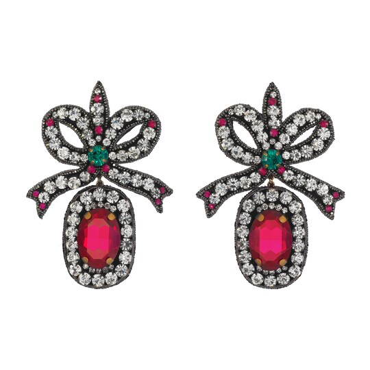 Crystal embroidered bow earrings Gucci Fashion Jewelry For Women