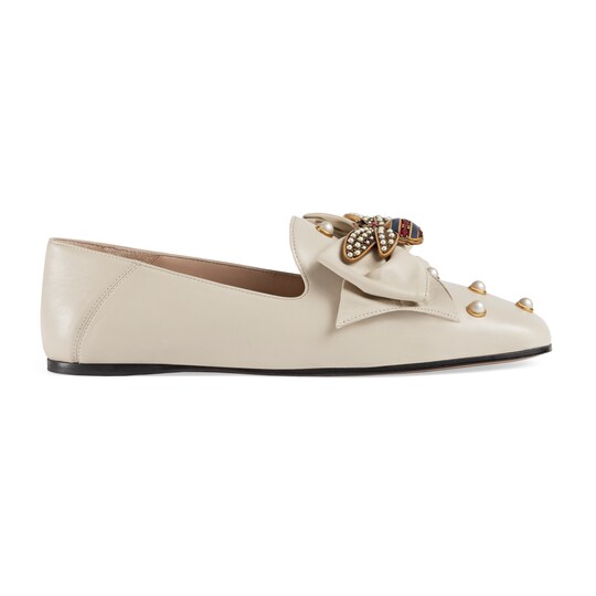 gucci flats with pearls