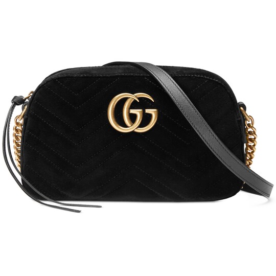 Gg Marmont Velvet Small Shoulder Bag In Black Chevron Gucci Gg Marmont Velvet Small Shoulder Bag