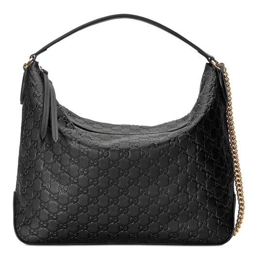 Gucci Signature Large Hobo Bag In Black Soft Leather Gucci Signature Large Hobo Bag