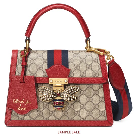 Queen Margaret Gg Small Top Handle Bag In Beige Ebony Supreme Queen Margaret Gg Small Top Handle Bag