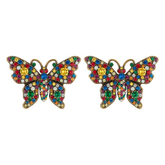 Bee Earrings With Crystals Gucci Crystal Studded Erfly Earrings