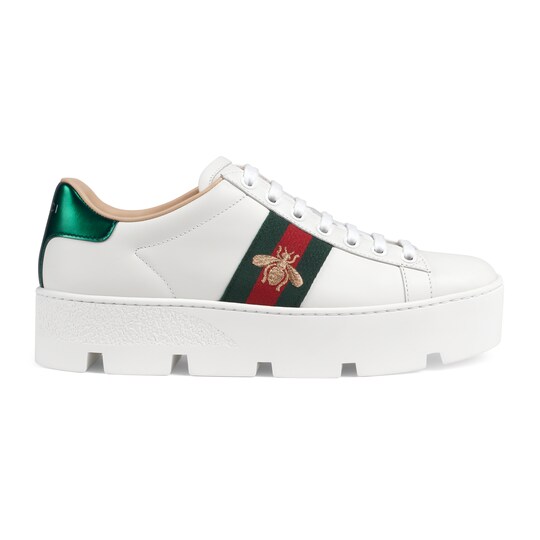 gucci ace embroidered platform sneaker