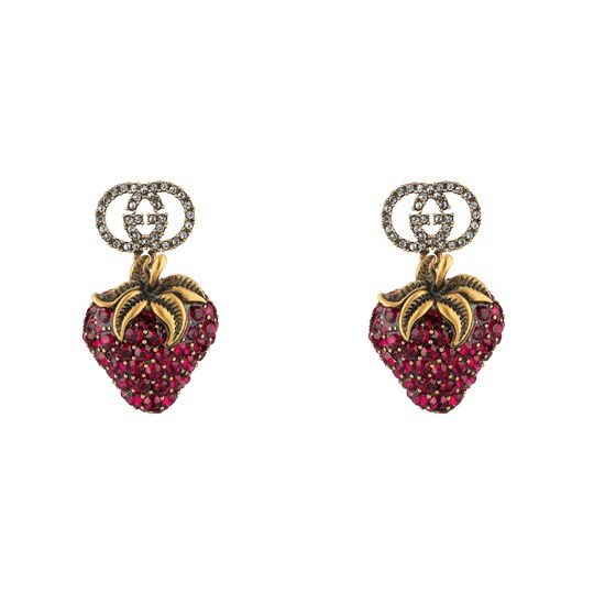 Bee Earrings With Crystals Gucci For Women 489894j1d518062 Earrings With Strawberry Pendant
