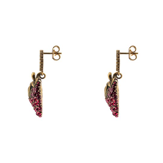 Bee Earrings With Crystals Gucci For Women 489894j1d518062 Earrings With Strawberry Pendant