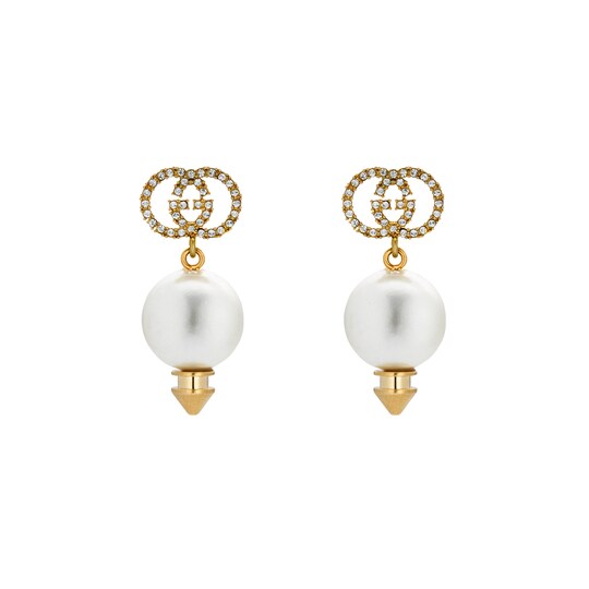 Bee Earrings With Crystals Gucci For Women 489894j1d518062 Interlocking G Earrings With Pearl