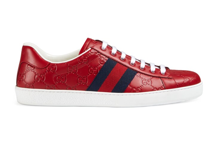 gucci ace leather sneaker mens