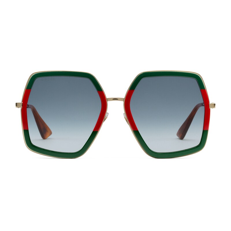 gucci square frame metal sunglasses