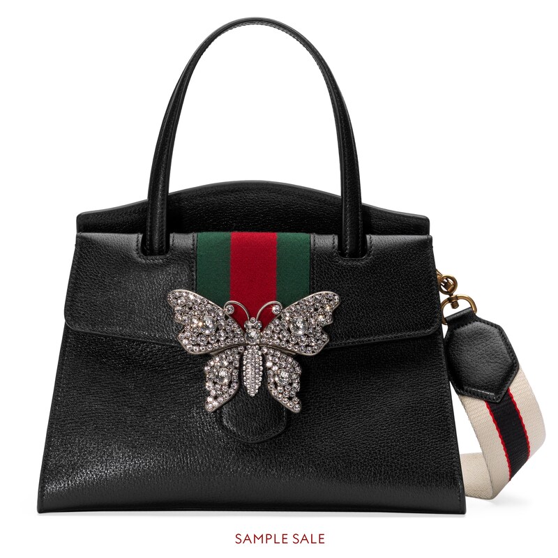 Click to view more detailed imagery on our partner's website Gucci Medium Linea Totem Leather Satchel - Black