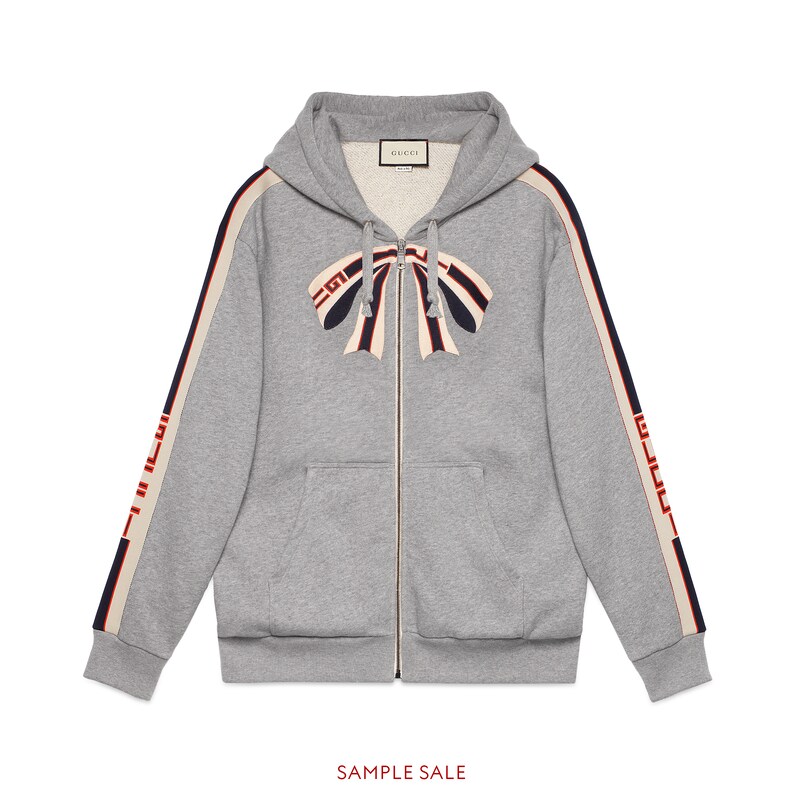 GUCCI OVERSIZE ZIP UP SWEATSHIRT WITH GUCCI STRIPE