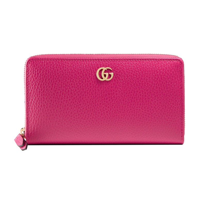 Gucci Gg Marmont Leather Zip Around Wallet In Pink