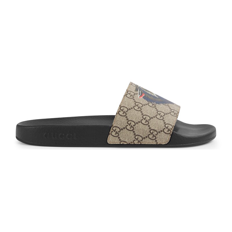GUCCI GG SUPREME SLIDE WITH WOLF