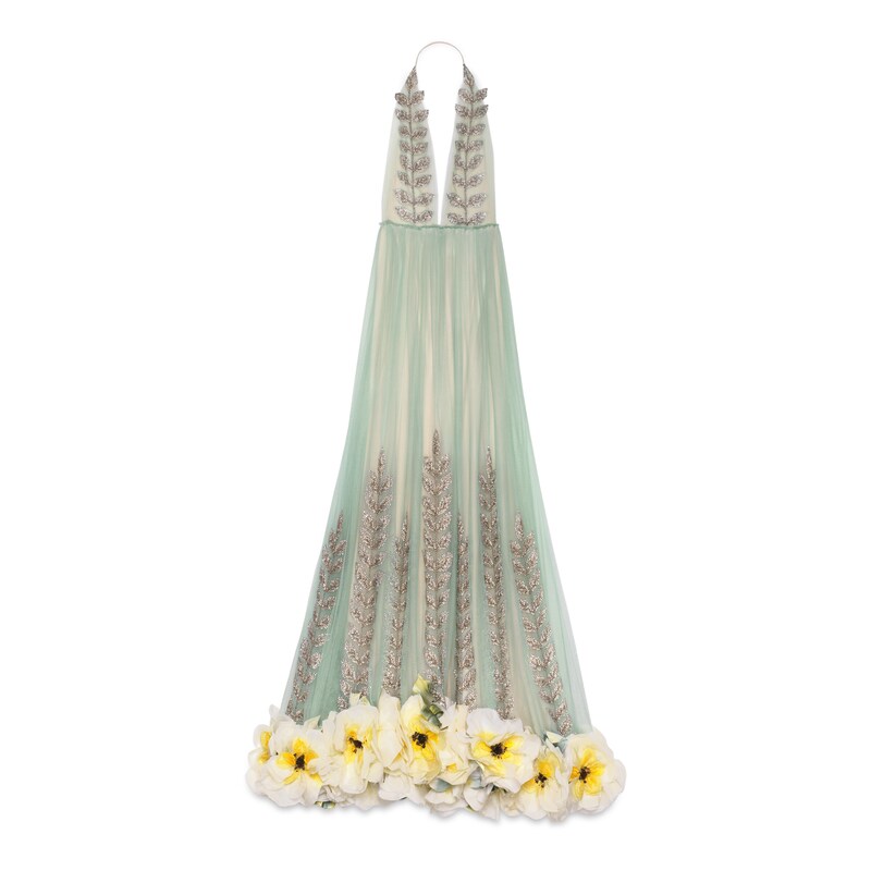 GUCCI CRYSTAL VINE EMBROIDERED TULLE GOWN
