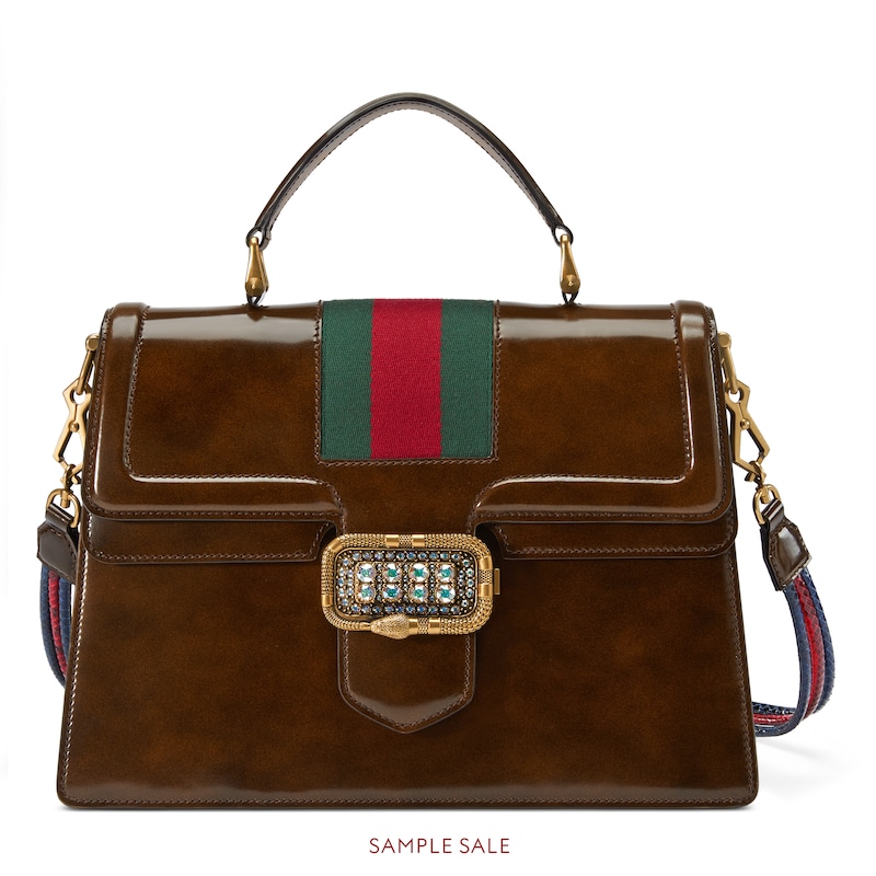 Gucci Linea Medium Top-handle Bag With Snake-frame Buckle In Blue