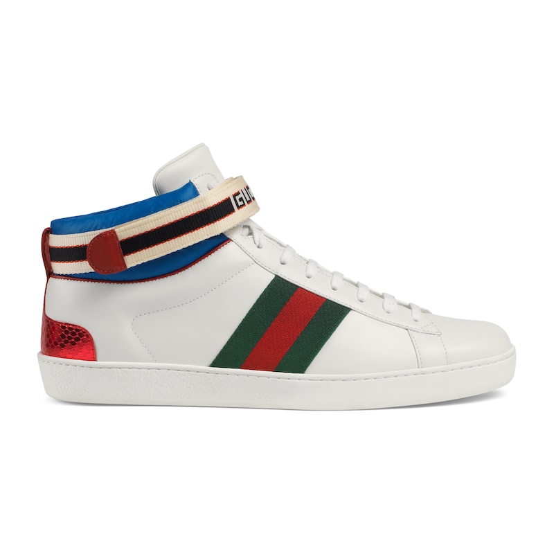 GUCCI MEN'S ACE GUCCI STRIPE HIGH-TOP SNEAKER,5234720FIW09092