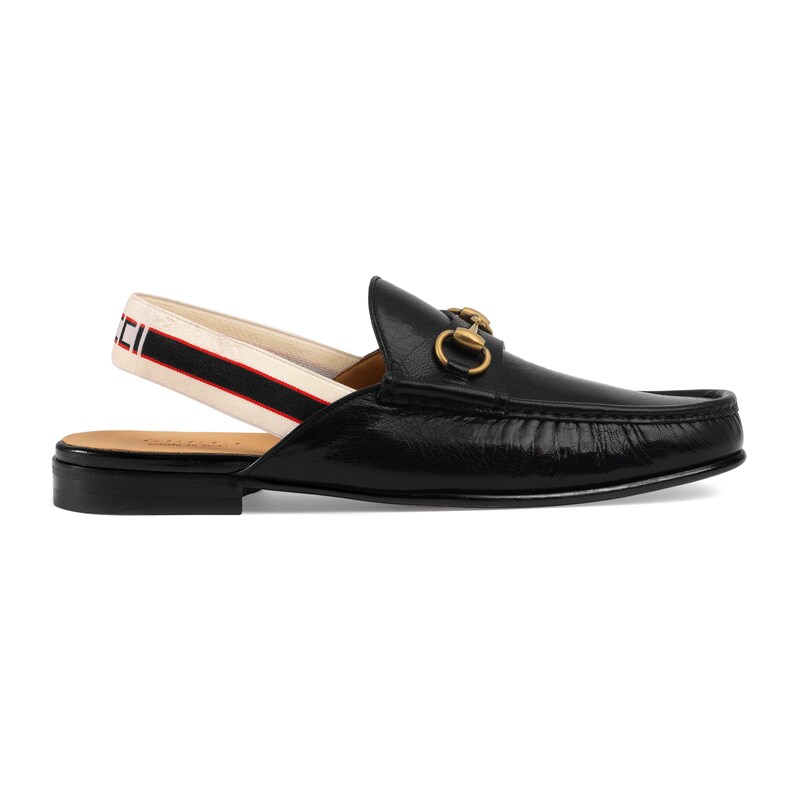Horsebit gucci stripe slingback slipper