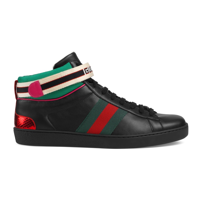 GUCCI STRIPE ACE HIGH-TOP SNEAKER,5234720FIW01079