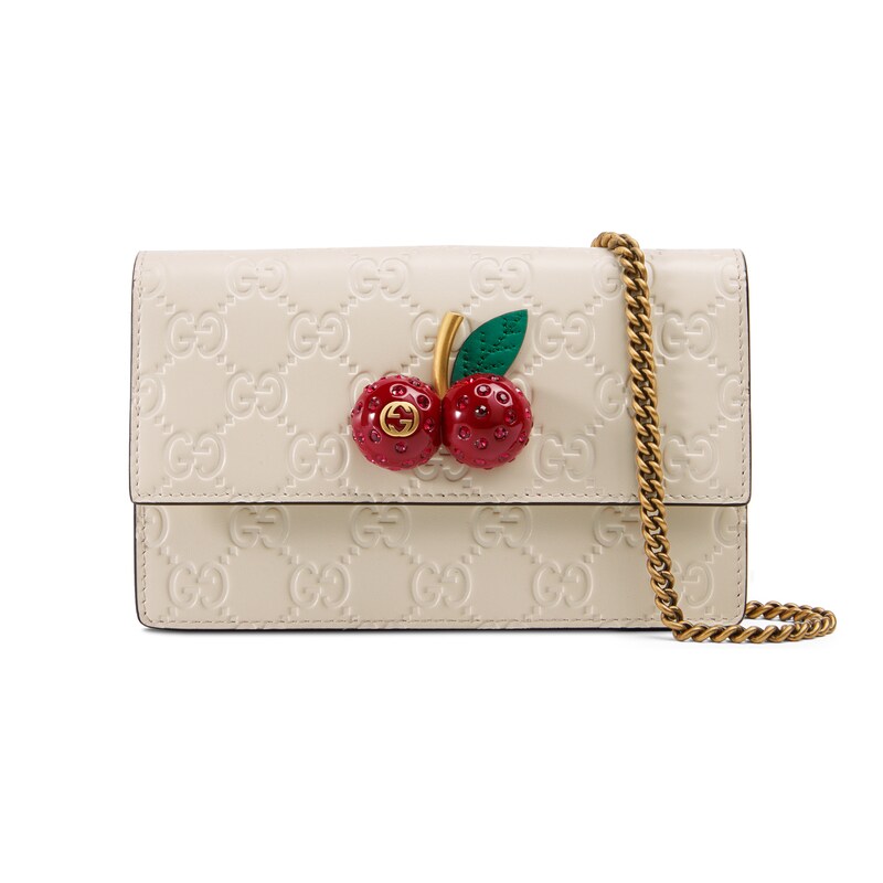 GUCCI SIGNATURE MINI BAG WITH CHERRIES,4812910G6ET8597