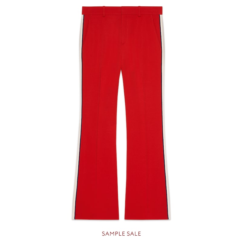 Gucci Cady Stretch Bootcut Trousers With Side Piping Details In Red Stretch Viscose