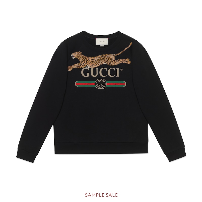 Gucci Logo Sweatshirt With Tiger In Red Cotton | ModeSens