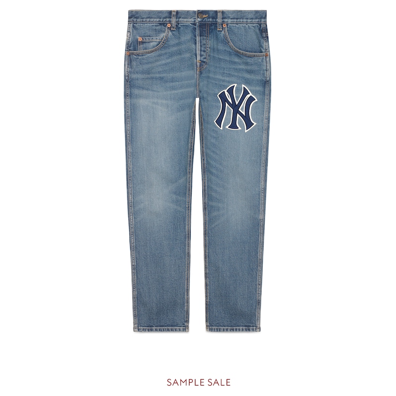 GUCCI MEN'S DENIM PANT WITH NY YANKEES™ PATCH,408637XRC834271