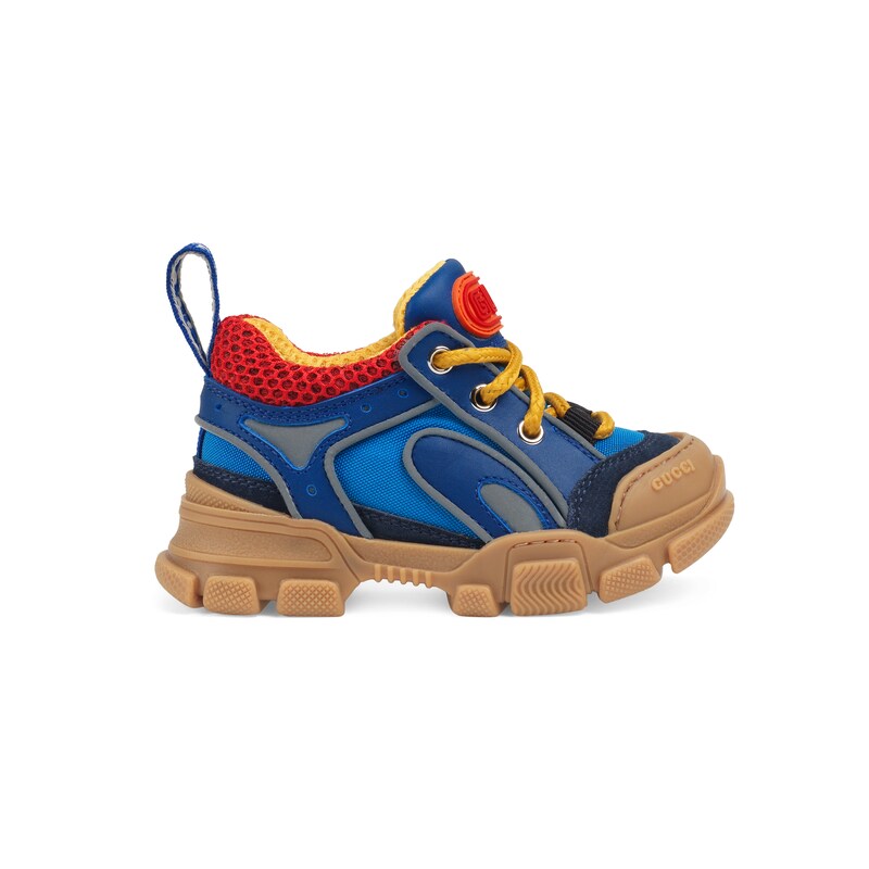 Gucci Kid's Flashtrek Leather & Canvas Sneakers, Baby/Toddler In Blue