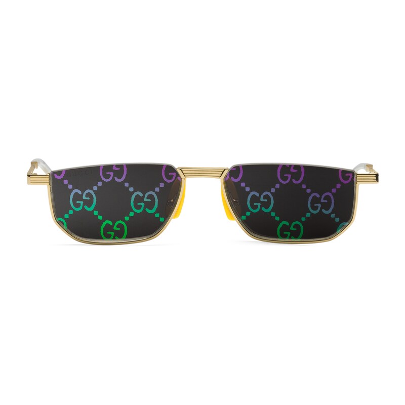 gucci rectangular metal sunglasses