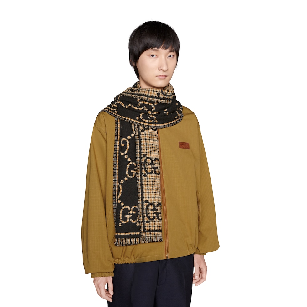 Check GG wool scarf