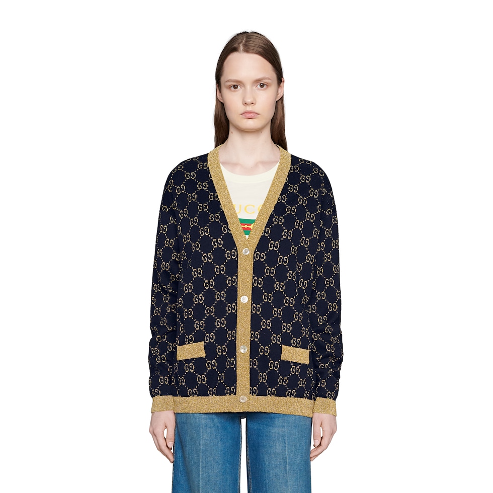 GG棉质金银丝线开衫