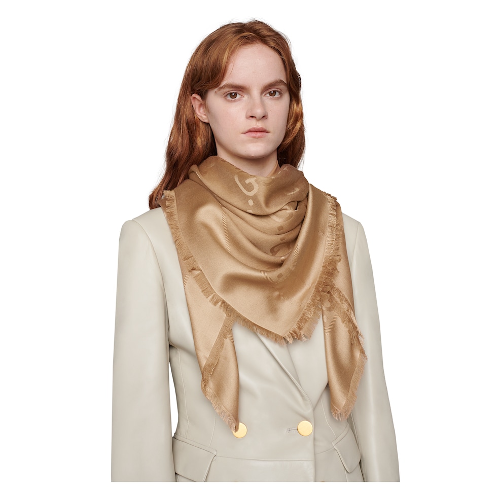 GG jacquard silk wool shawl